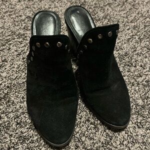 Michael‎ Kors leather/suede mules sz 9 black with stud detailing